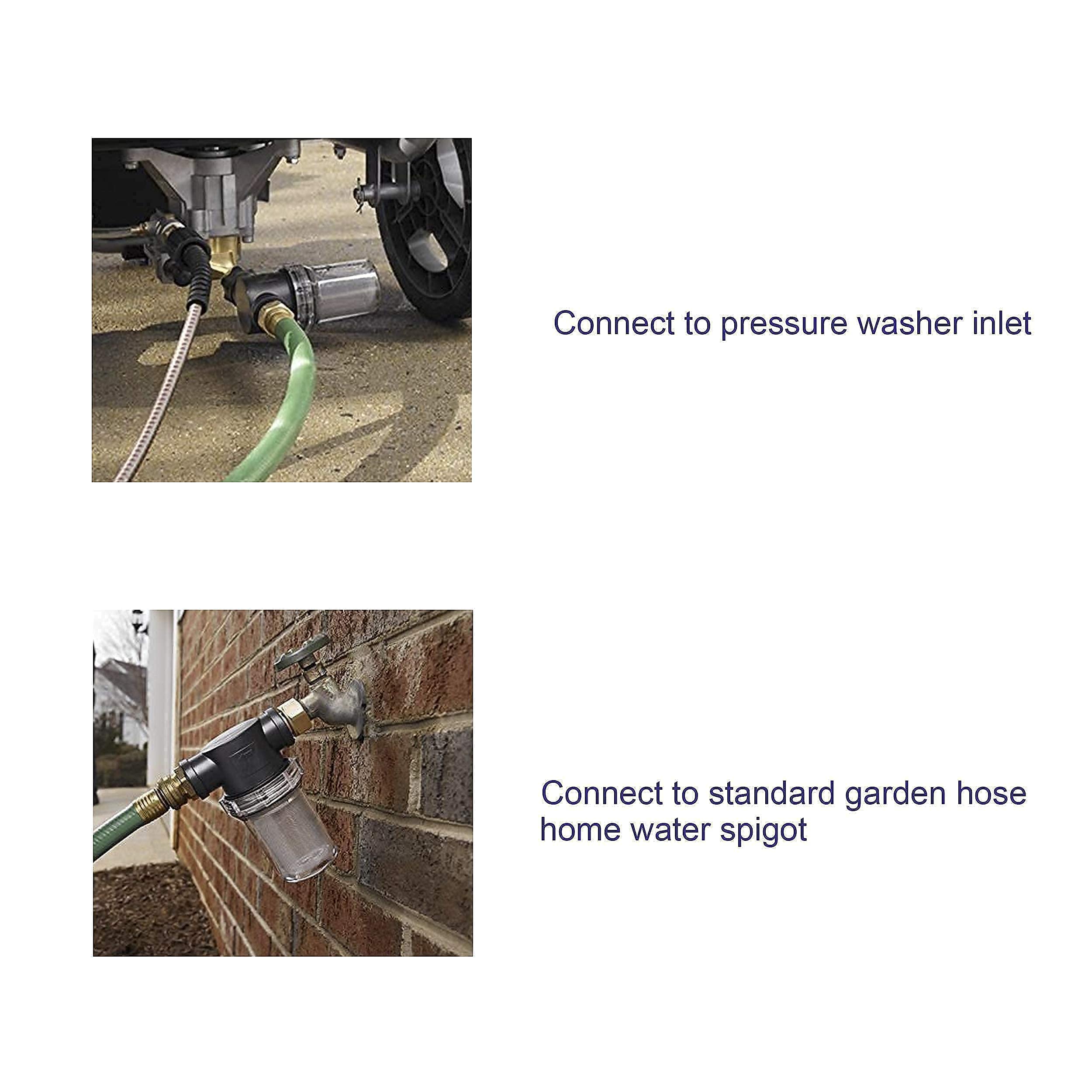 **Heavy Duty Brass Garden Hose Shut Off Valve with Filter - High Pressure Washer Inlet Water Control for Outdoor Cleaning, Gardening, and Car Washing**