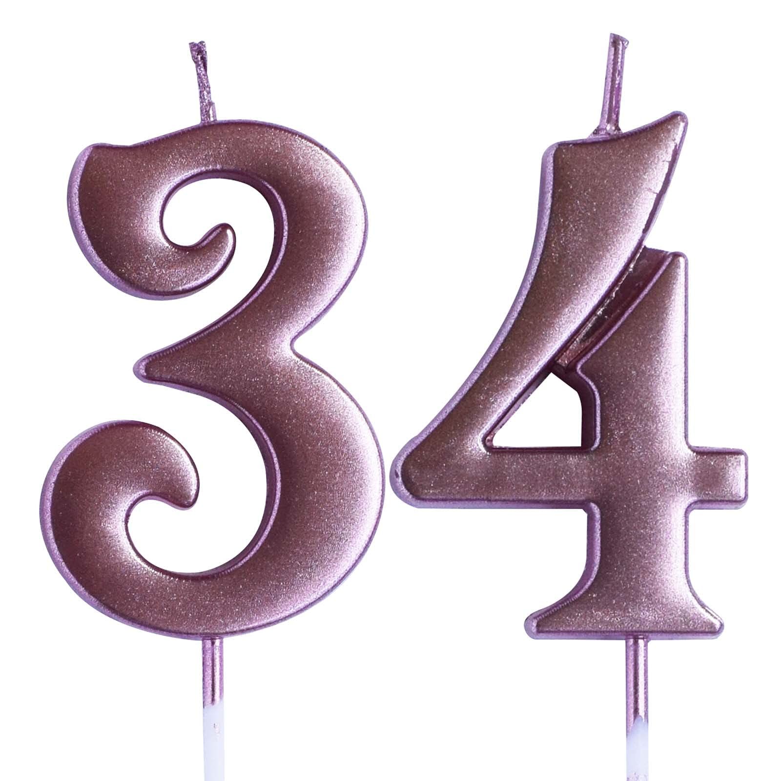 34th Birthday Candle - Rose Gold Number 34 Cake Topper for Women & Men | Party Decorations & Supplies | Perfect for Birthday Cakes, Cupcakes & Celebration Decor