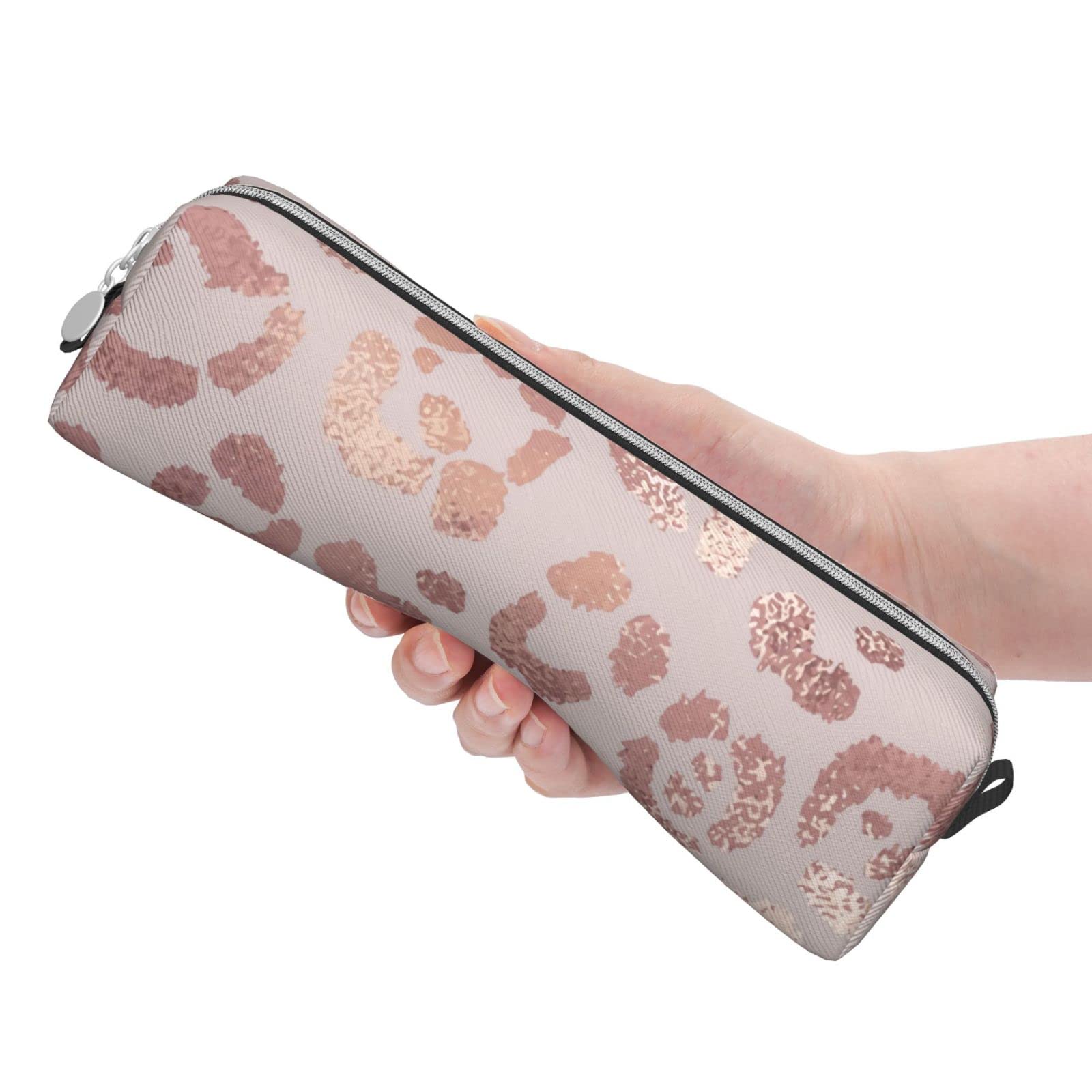 Premium Leather Pencil Case with Golden Leopard Print - Stylish Stationery Organizer for Pens, Makeup & Cosmetics | Perfect for School, Office, College & Travel Accessories