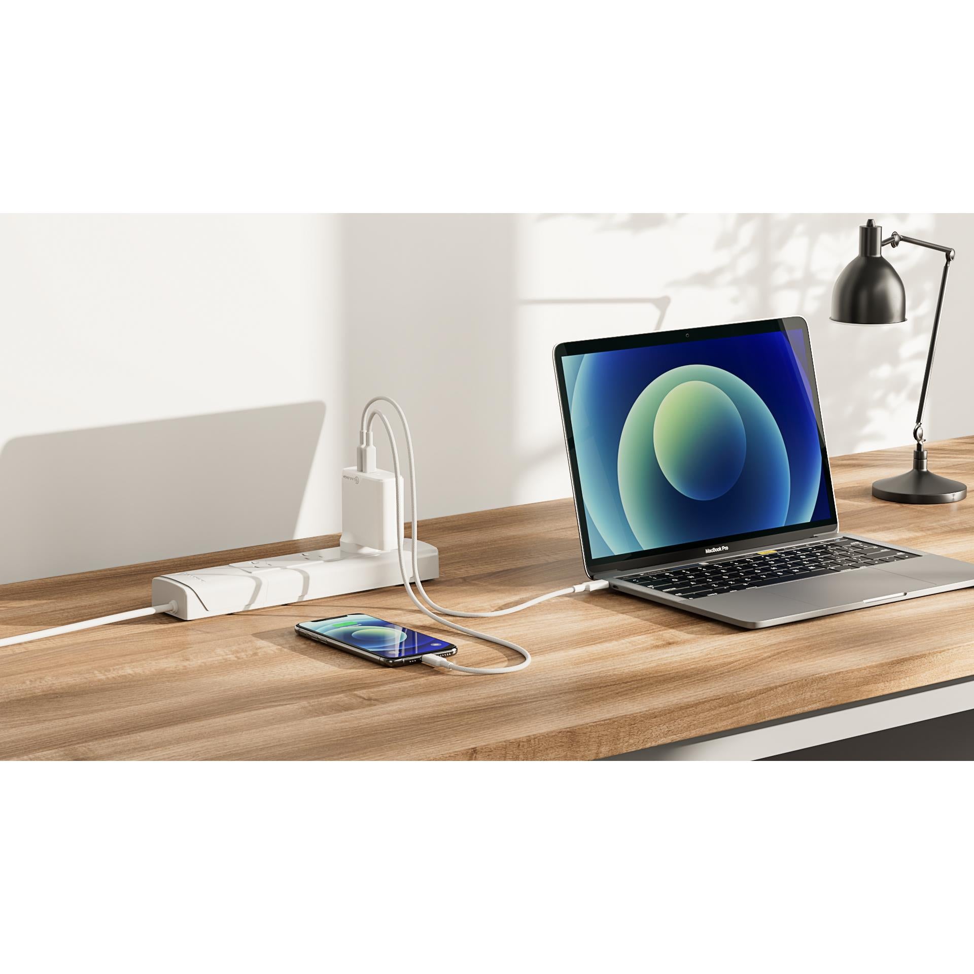 ALOGIC 68W GaN Fast Wall Charger with 2 USB-C Ports & Included 68W Cable - Perfect for iPhone 15, MacBook & Travel Charging