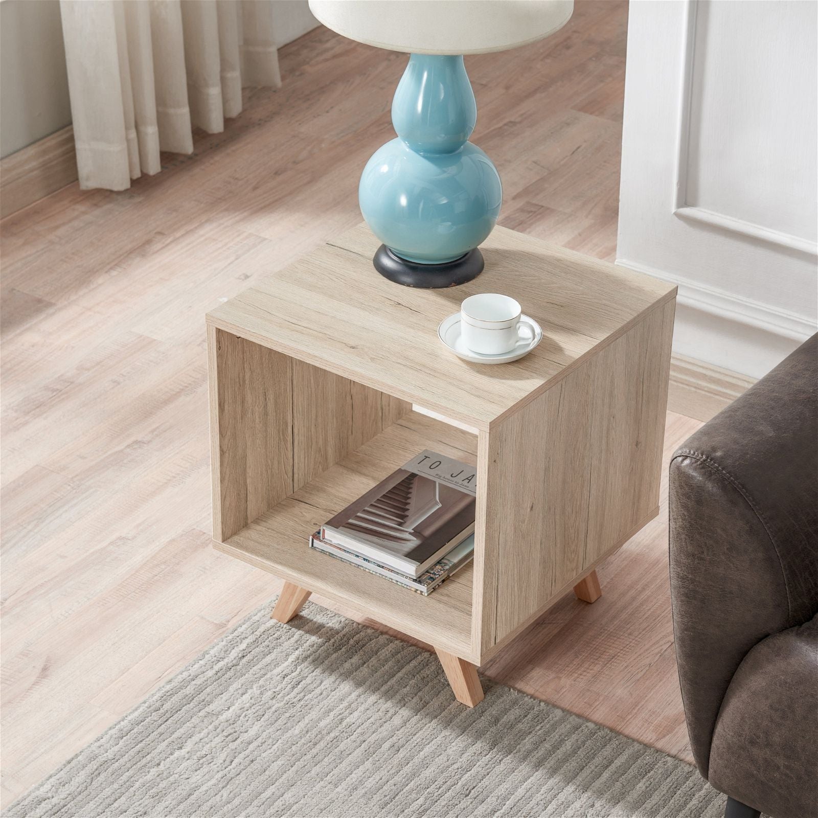 Tauris™ Metro End Table - Light Oak Finish - Modern Side Table for Living Room, Bedroom & Office - Perfect for Small Spaces & Home Decor
