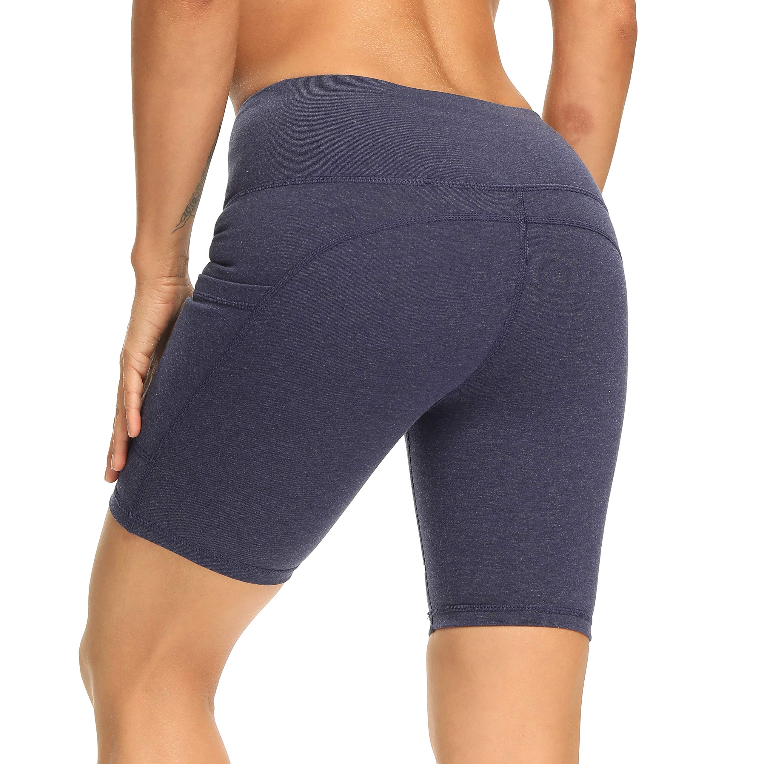 CQC Women's High Waist Yoga Shorts - Compression Workout Running Bike Shorts with Side Pockets | Perfect for Yoga, Gym, Running & Cycling