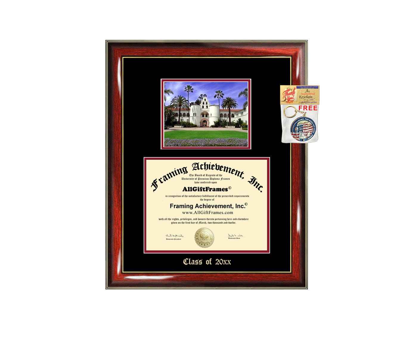 San Diego State University SDSU Diploma Frame - Personalized Graduation Gift for Bachelor, Master, MBA, PhD - Engraved Picture Frame with Embossed Campus Photo - Perfect for Office Decor, Graduation Party & Alumni Display