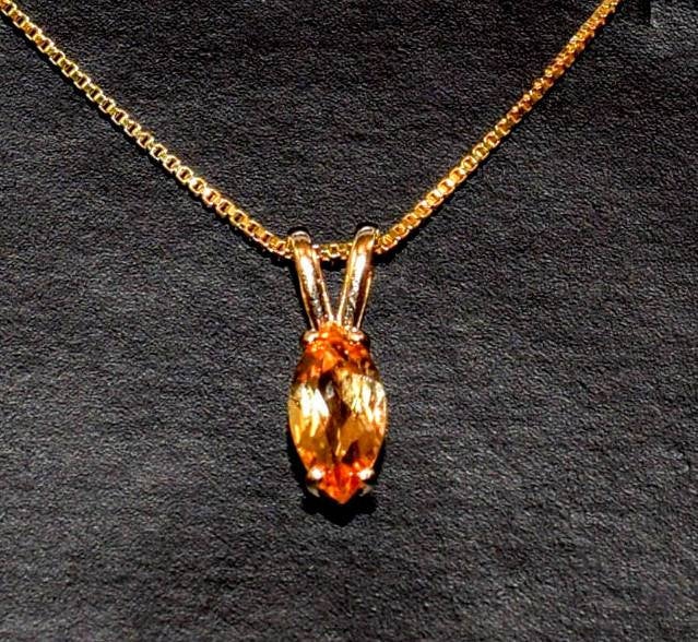 Natural Golden Citrine Pendant Necklace - Solid Sterling Silver or 14K Yellow/White/Rose Gold - 8x4mm to 14x7mm Marquise Cut - Handcrafted Custom Jewelry for Birthdays, Anniversaries & Special Occasions