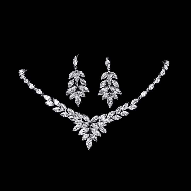 Elegant Crystal Bridal Wedding Jewelry Set - Necklace, Earrings & Bracelet for Bride, A9059 | Perfect for Weddings, Prom, Anniversary & Special Occasions