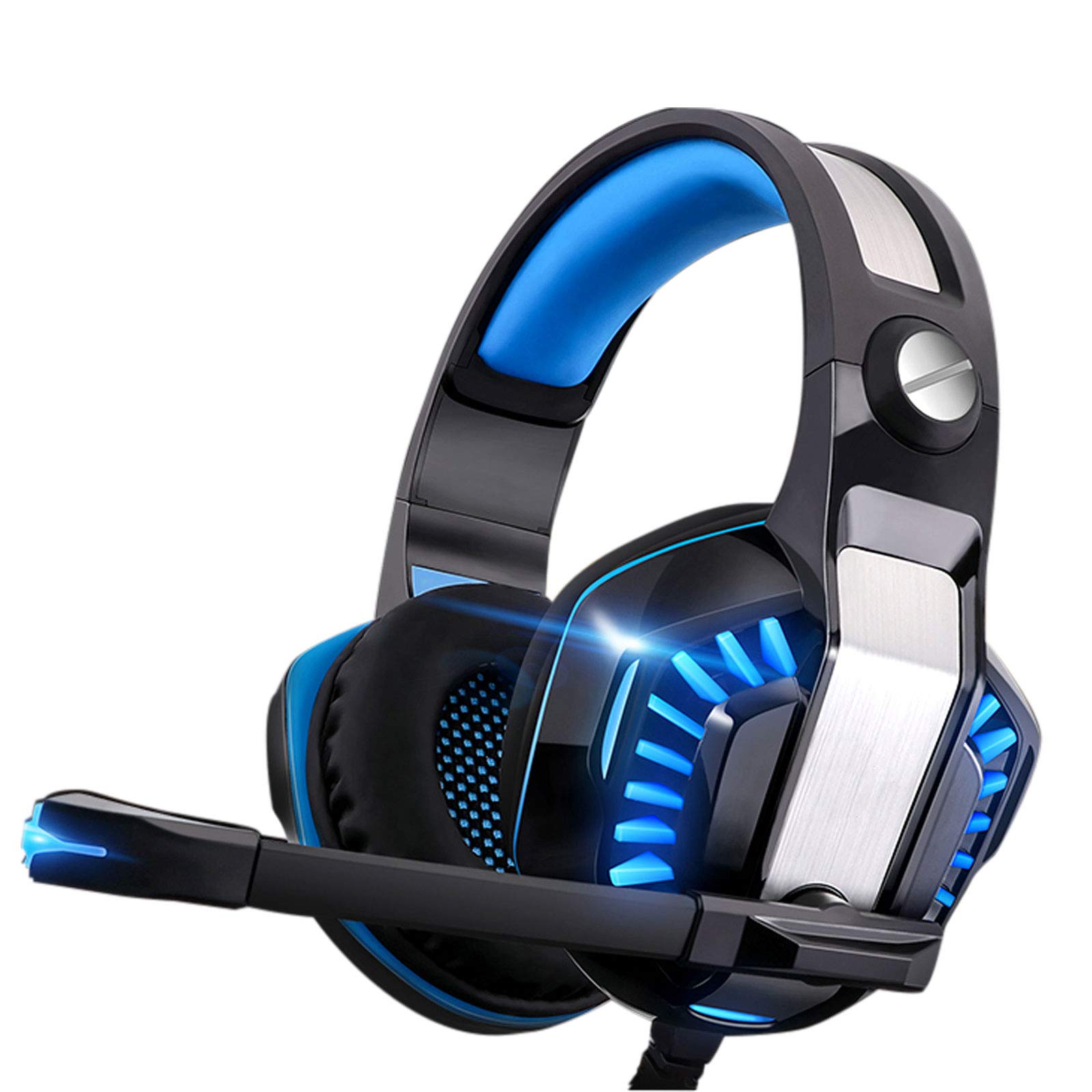 SVYHUOK Pro Gaming Headset with Mic - Over Ear Noise Canceling Headphones for Xbox One, PS4, PC, Laptop, Tablet, Mac & Smartphones | USB LED Light & Stereo Bass Surround Sound | Perfect for Kids Gaming, Online Classes & Remote Work