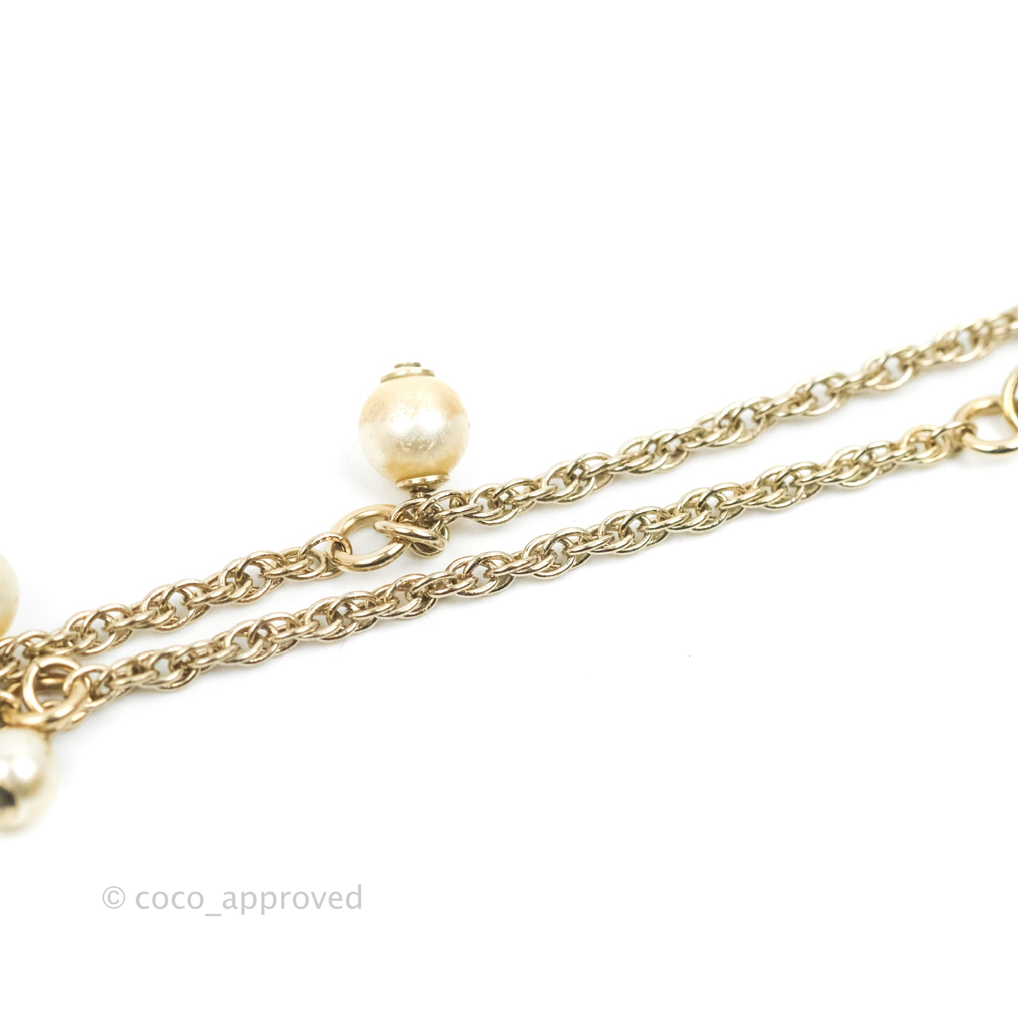 Chanel CC Crystal Pearl Bracelet in Gold Tone - 19C Collection | Elegant Jewelry for Women, Perfect for Parties, Weddings & Special Occasions