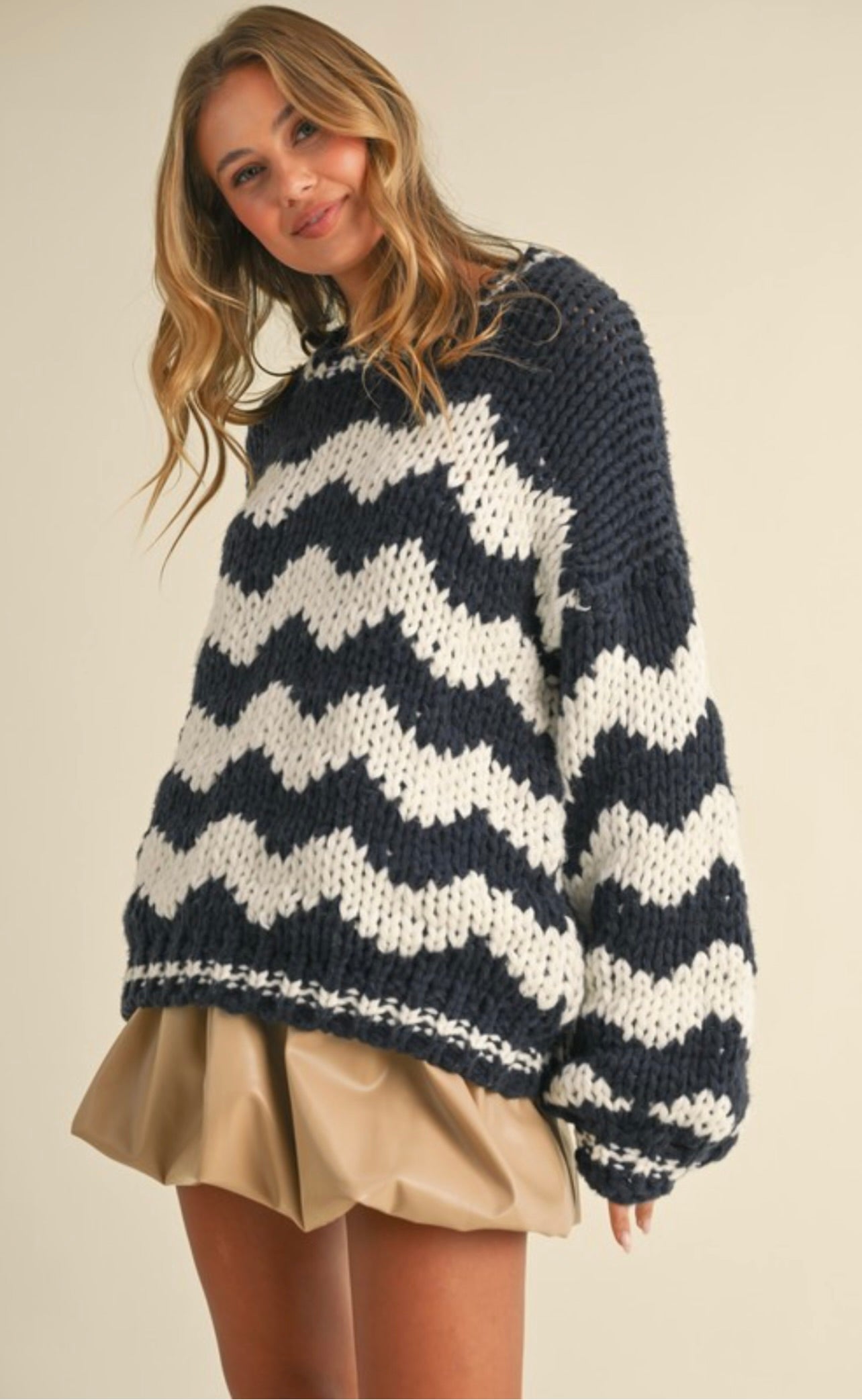 Cozy Striped Chunky Knit Sweater for Women - Soft Winter Pullover with Thick Yarn - Perfect for Casual Outfits, Layering & Cold Weather Fashion