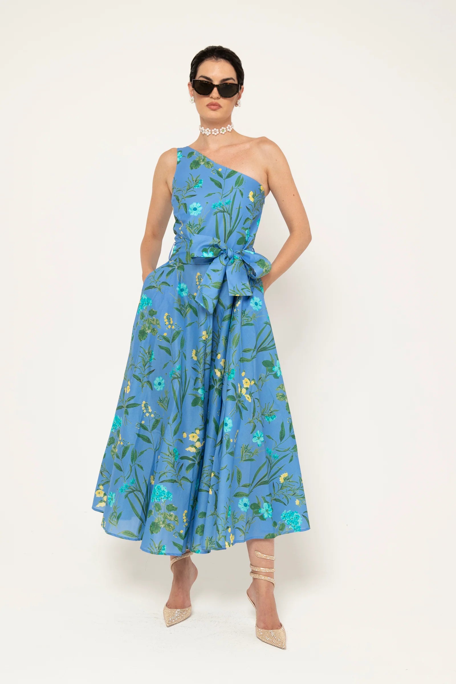 Elegant Azzurro Blue Curry Dress for Women - Perfect for Summer Parties, Weddings & Special Occasions