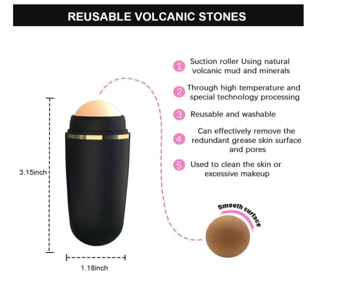 Scizor Volcanic Stone Oil Absorbing Face Roller - Reusable Oil Control Skincare Tool for Oily Skin | Makeup-Friendly Oil Absorber Roller | Perfect for On-the-Go Shine Control & Touch-Ups