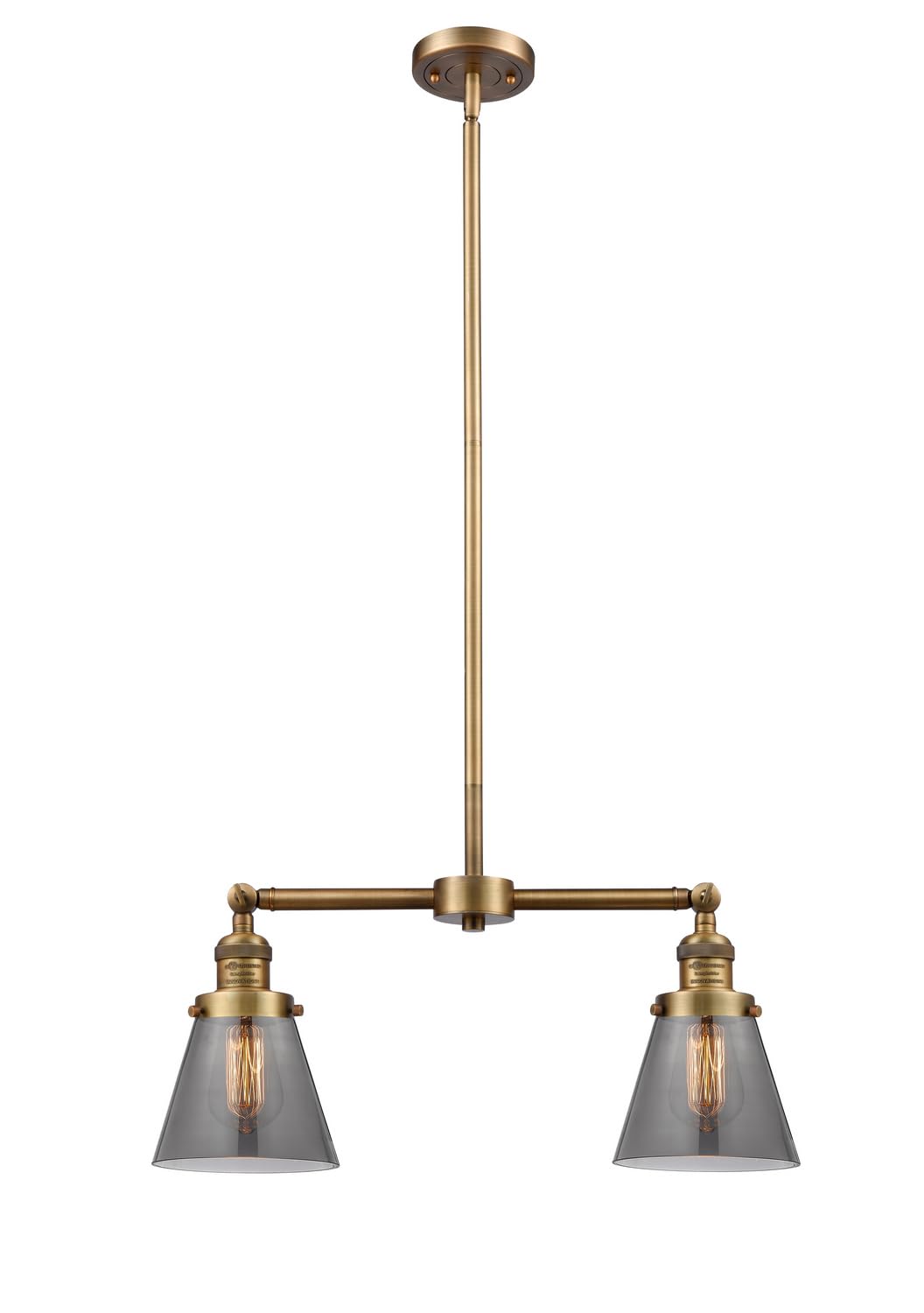Vintage Dimmable LED Chandelier with 2 Lights - Brushed Brass Finish, Energy Efficient Ceiling Fixture for Dining Room, Bedroom & Living Room Decor
