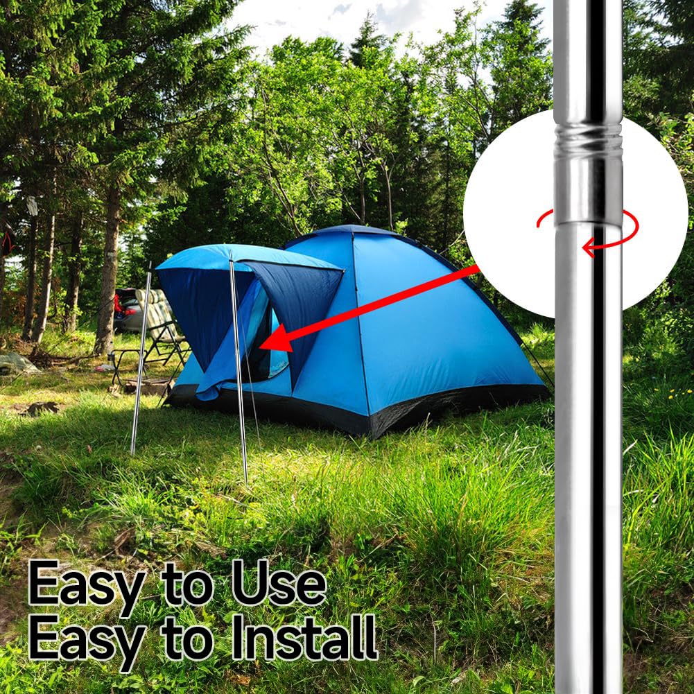Heavy Duty Adjustable Tarp Poles - Replacement Tent Poles for Canopy, Shelter & Awning - Thickened Camping Poles for Outdoor Adventures, Backpacking & Emergency Preparedness