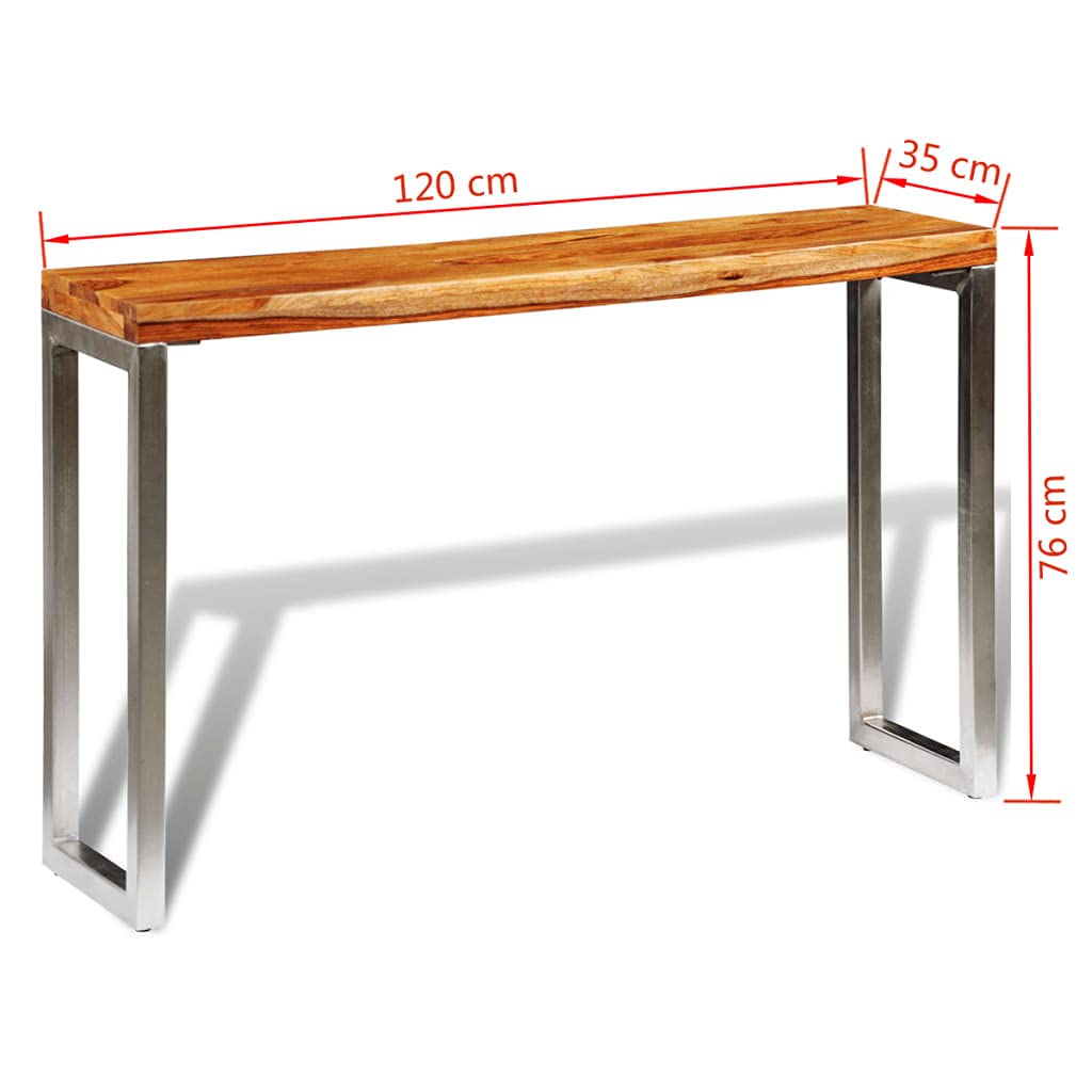 Solid Sheesham Wood Console Table with Steel Legs - Entryway, Hallway, Sofa & Dining Table - Modern Farmhouse Accent Table for Living Room, Kitchen & Office Decor