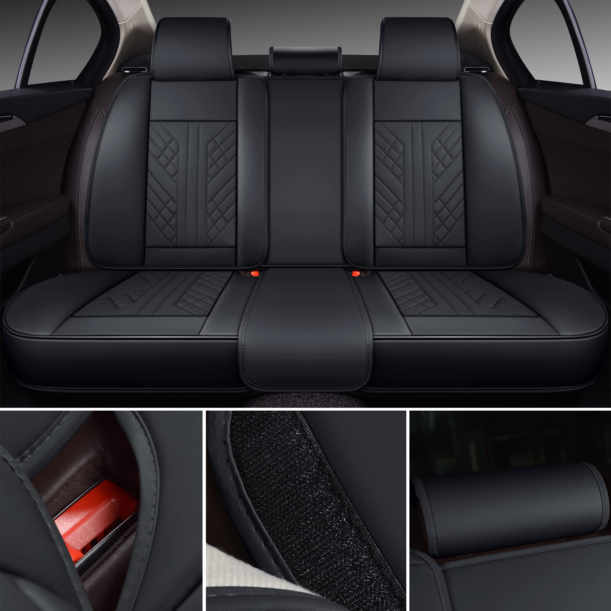 Premium GXT Deluxe Faux Leather Car Seat Covers - Universal Fit for Sedans, SUVs & Trucks - Anti-Slip Full Coverage with Headrests - Black Interior Accessories - Perfect for Daily Commute, Road Trips & Protecting Your Car Seats