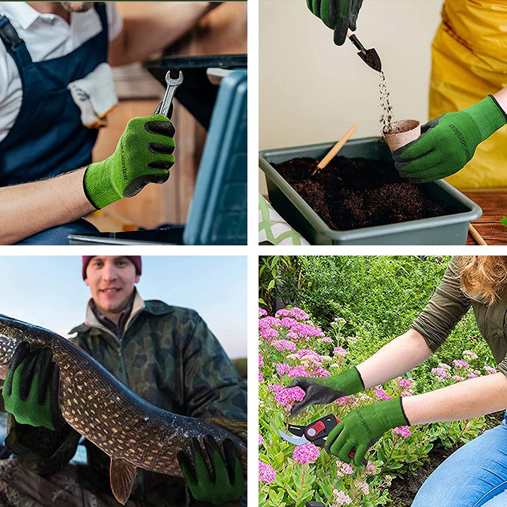 Bamboo Gardening Gloves with Ultra Grip & Nitrile Coating - Cut Resistant Work Gloves for Gardening, Fishing, Clamming, Restoration - Thin Safety Gloves (Small) - Perfect for Outdoor Activities, Yard Work & Hand Protection