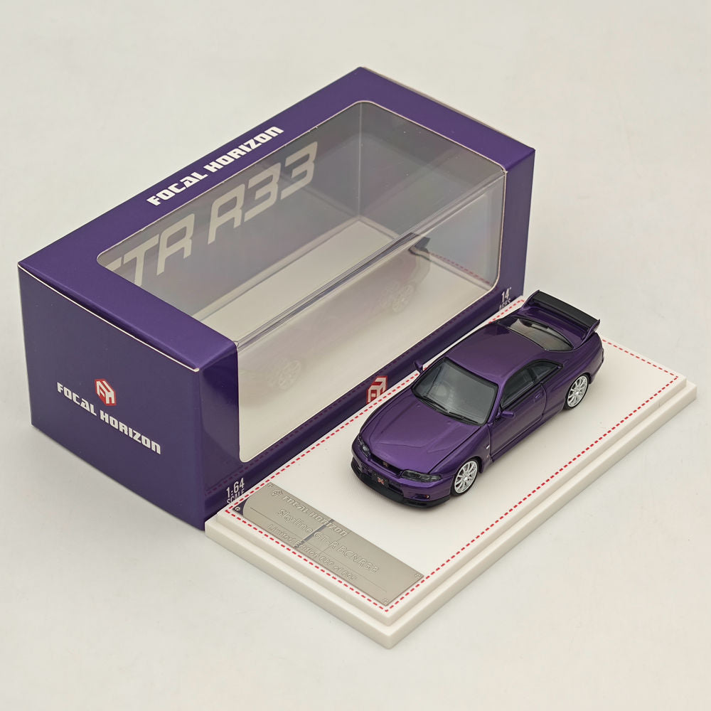 1/64 FH Skyline GTR R33 BCNR33 Racing Sport Purple Diecast Model Car - Collectible Miniature Vehicle for Display, Racing Enthusiasts & Car Lovers - Perfect for Home Decor, Office Display & Gift Giving