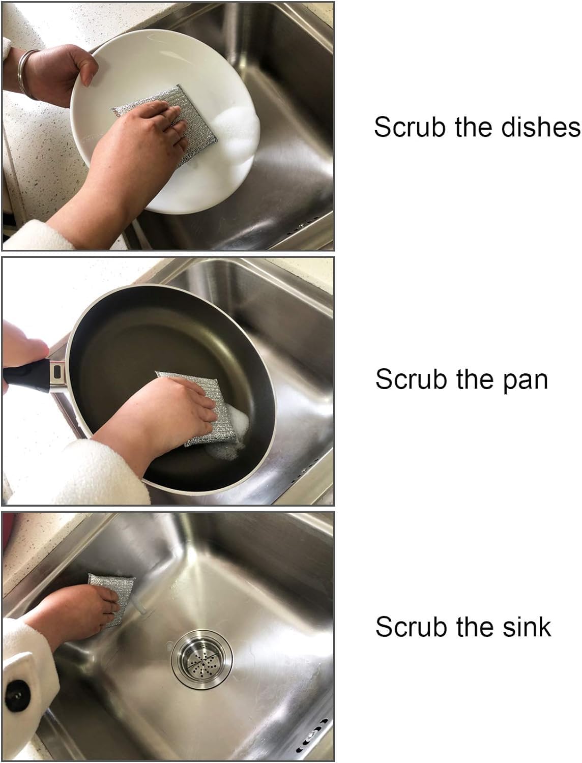 PRACHAND Non-Scratch Sponge Scrubber for Kitchen - Reusable Dish Cleaning Sponge with Steel Wire, Scratch-Proof Scrubber for Pots, Pans & Utensils (4 Pack) - Perfect for Daily Dishwashing and Tough Stain Removal