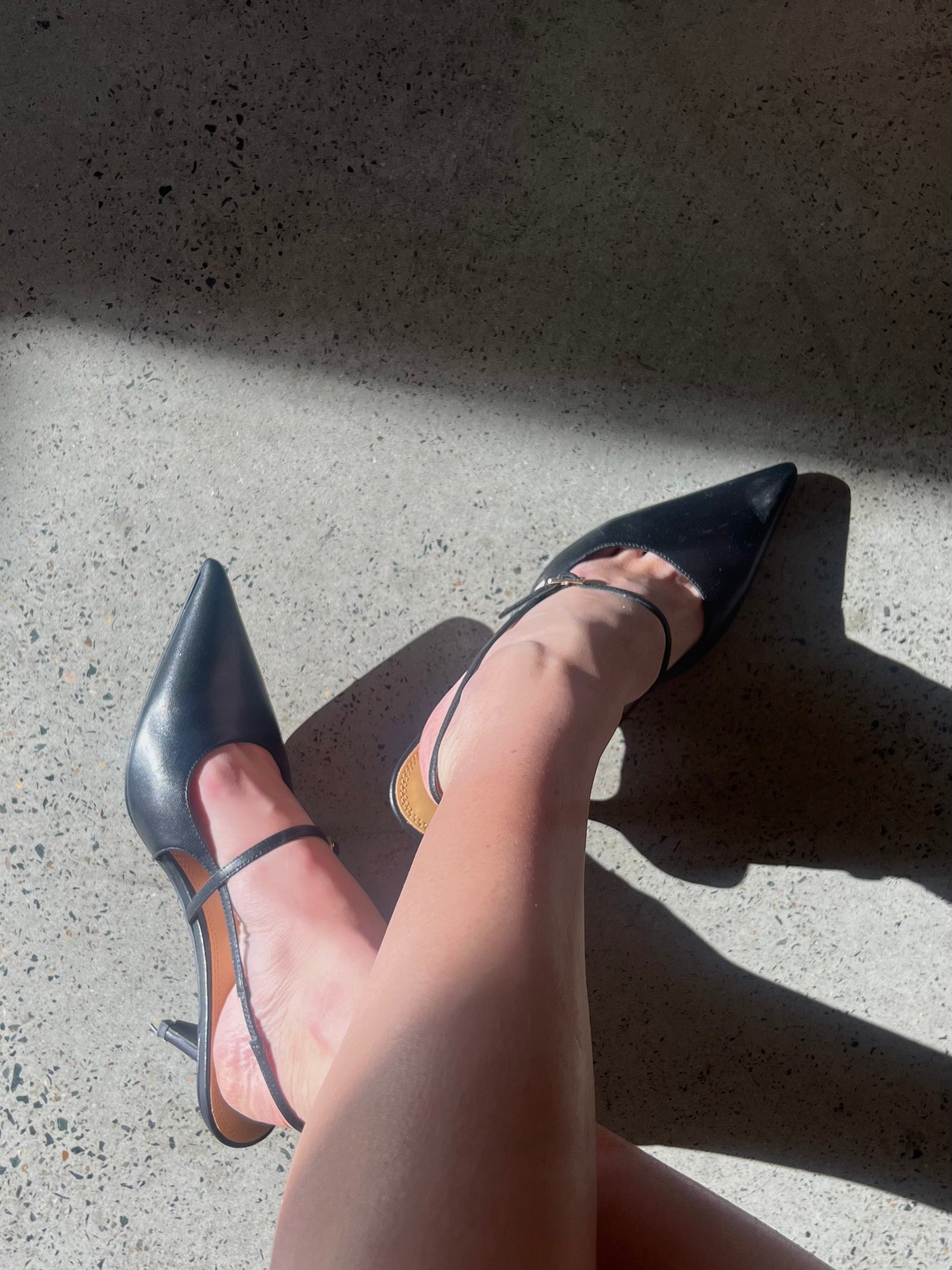 York Black Leather Slingback Heels - Comfortable Women's Dress Shoes for Work, Party & Evening Wear