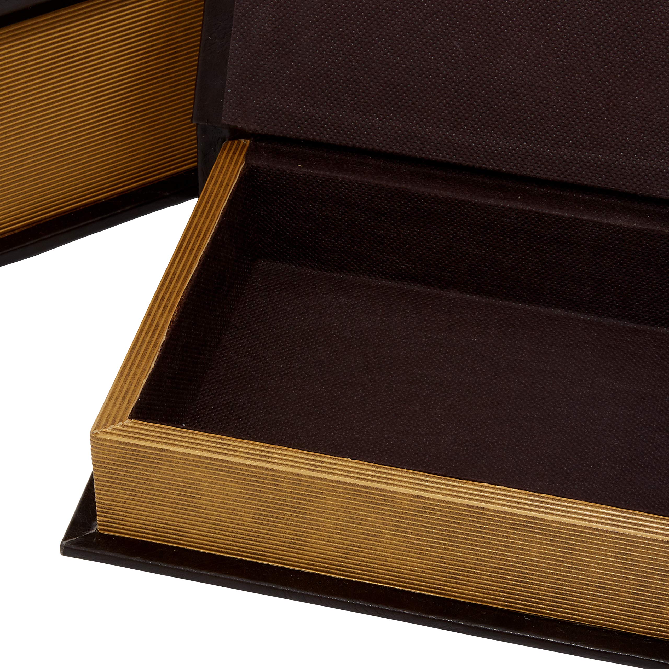 Deco 79 Set of 3 Wooden Decorative Storage Boxes - Faux Leather Book-Shaped Keepsake Boxes in Brown (14