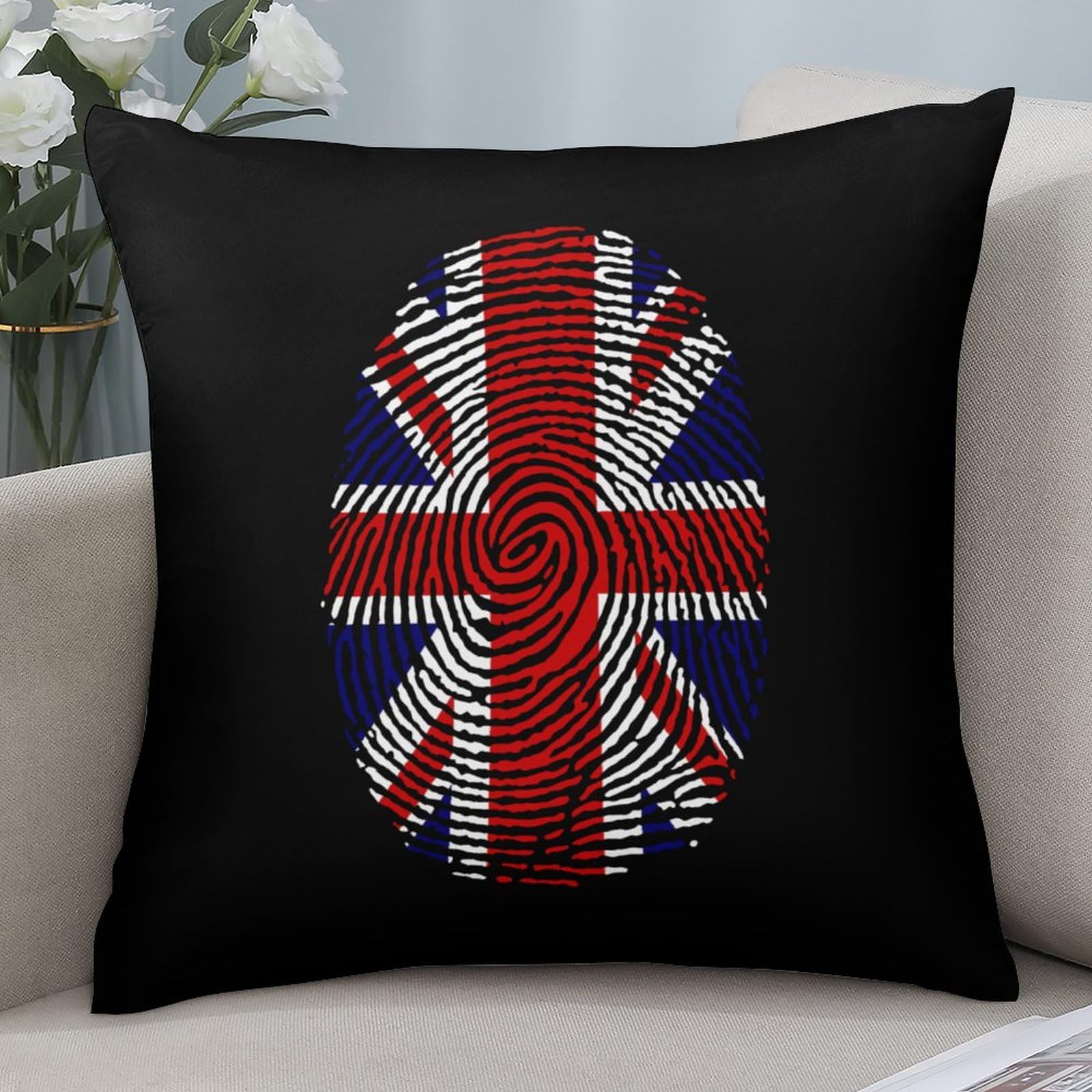 British Flag Finger Polyester Pillow Cases - Soft & Smooth 18x18 Inch Cushion Covers for Sofa, Bed, Living Room Decor - 1 Piece - Perfect for Home, Office & Travel Accessories