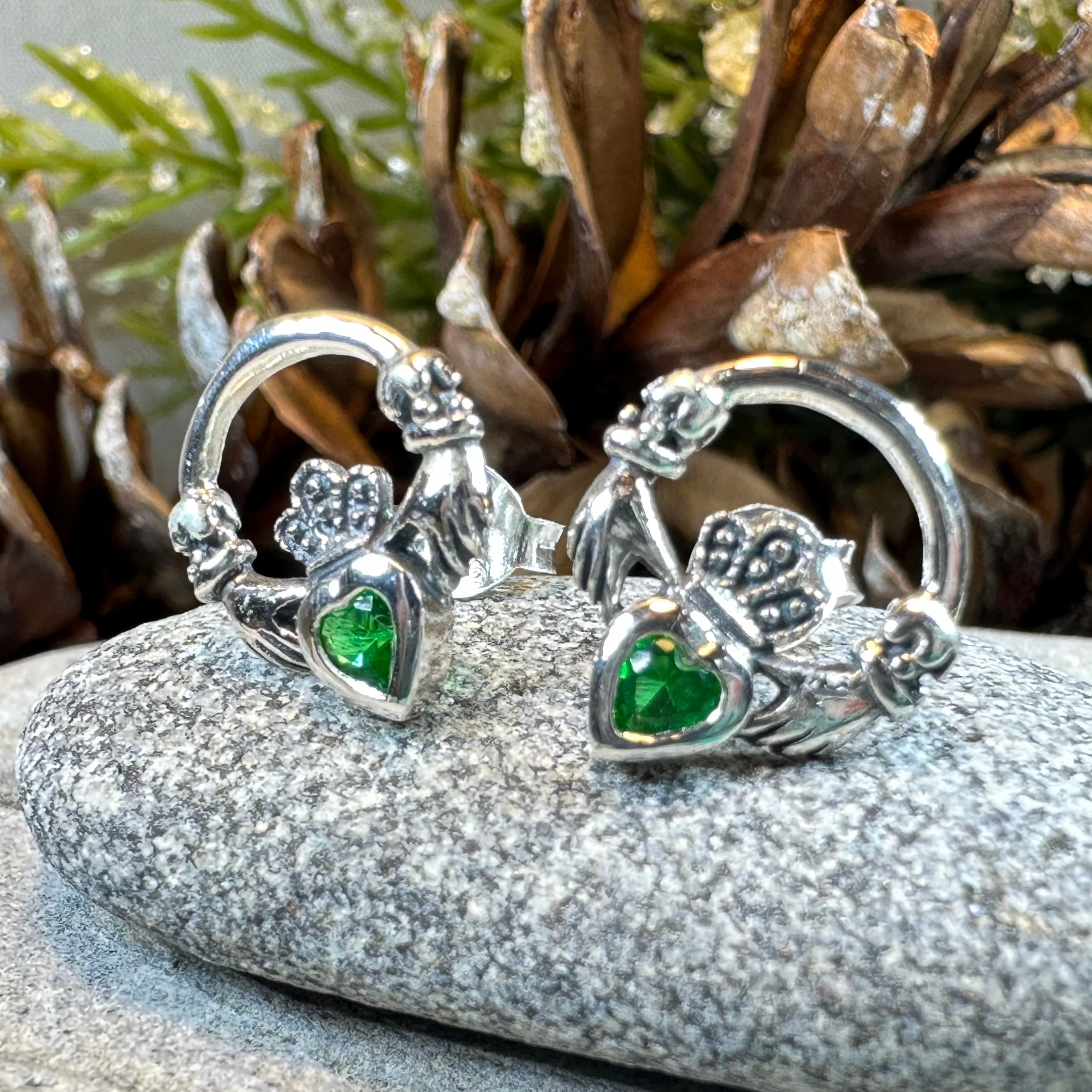 Cheerful Claddagh Earrings - Irish Friendship & Love Stud Earrings for Women, Sterling Silver Celtic Jewelry - Perfect for St. Patrick's Day, Weddings & Gifts