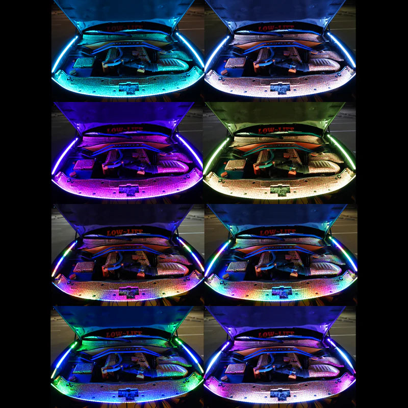 Car Engine Bay LED Lighting Kit - Multicolor Under Hood Lights with Remote Control for Cars, Trucks & Motorcycles - Perfect for Car Shows, Night Cruising & Customization