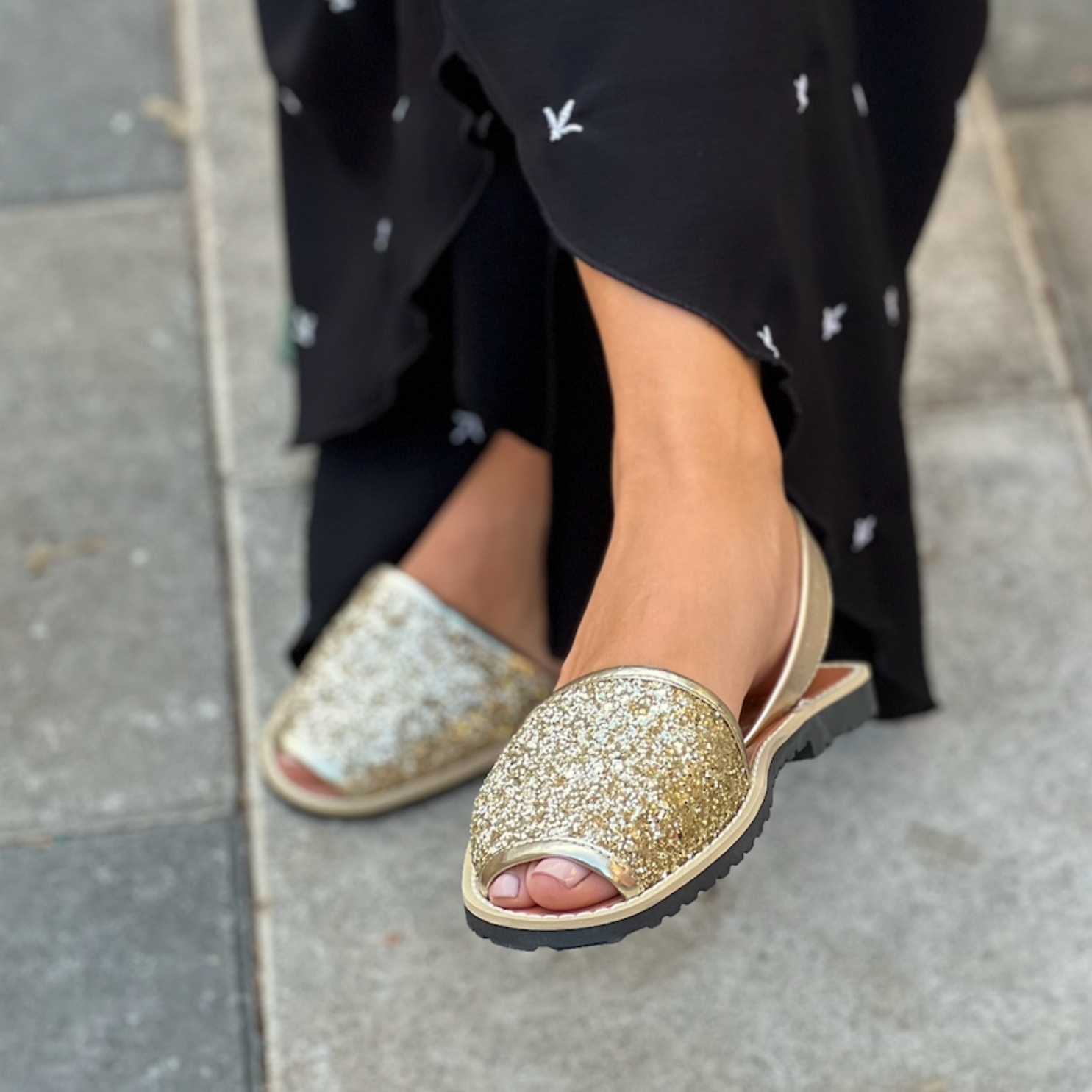 Madona 1056R Women's Open Toe Glitter Leather Menorcan Sandals - Perfect for Beach Vacations, Summer Parties & Casual Outings