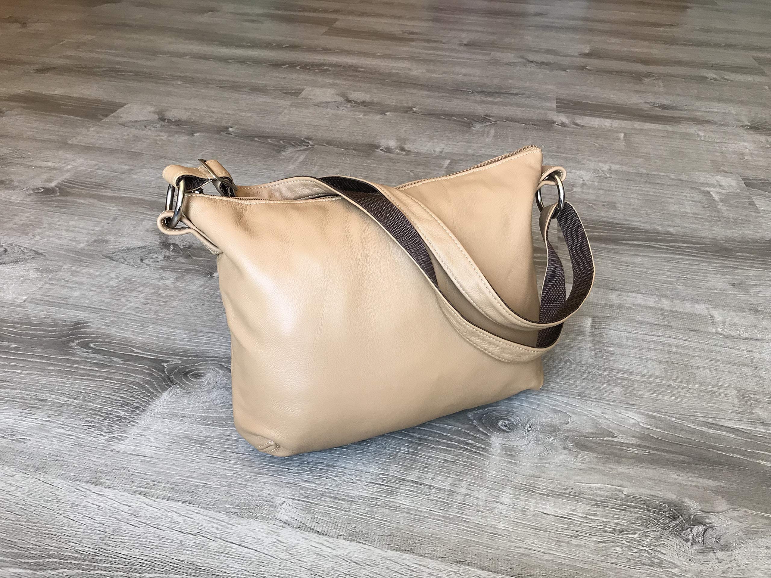 Fgalaze Camel Shoulder Crossbody Bag - Genuine Leather Women's Purse for Everyday Use, Fashionable Shoulder Bag for Work, Travel & Shopping - Julia Style Handbag