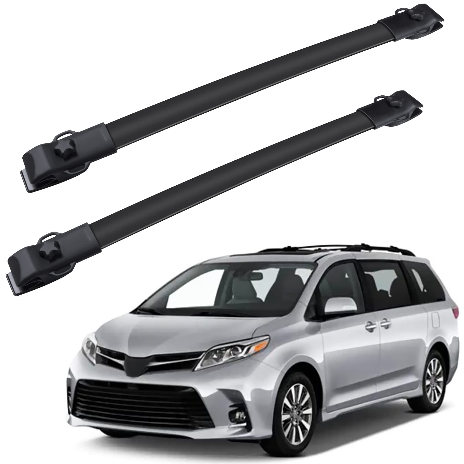FINDAUTO Universal Black Roof Rack Cross Bars for Toyota Sienna 2011-2020 - Heavy Duty 150lbs Capacity for Kayak, Canoe, Cargo Carrier, Luggage & Outdoor Gear (2-Pack) - Perfect for Camping, Road Trips & Adventure Travel