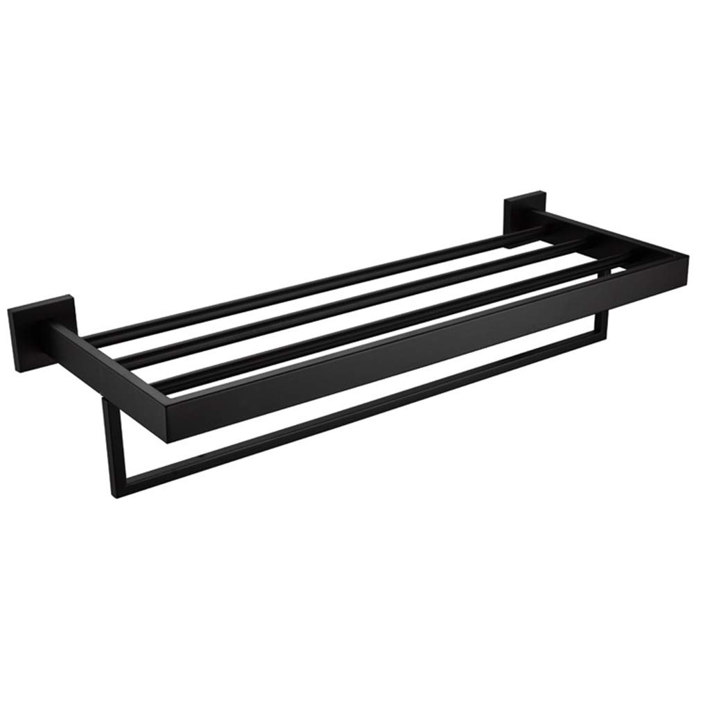 Stainless Steel Towel Rack with Shelf - Wall Mounted Bathroom Towel Holder for Home & Hotel - Brushed SUS 304 Shower Towel Bar - Perfect for Bathroom, Spa, and Guest Room Organization