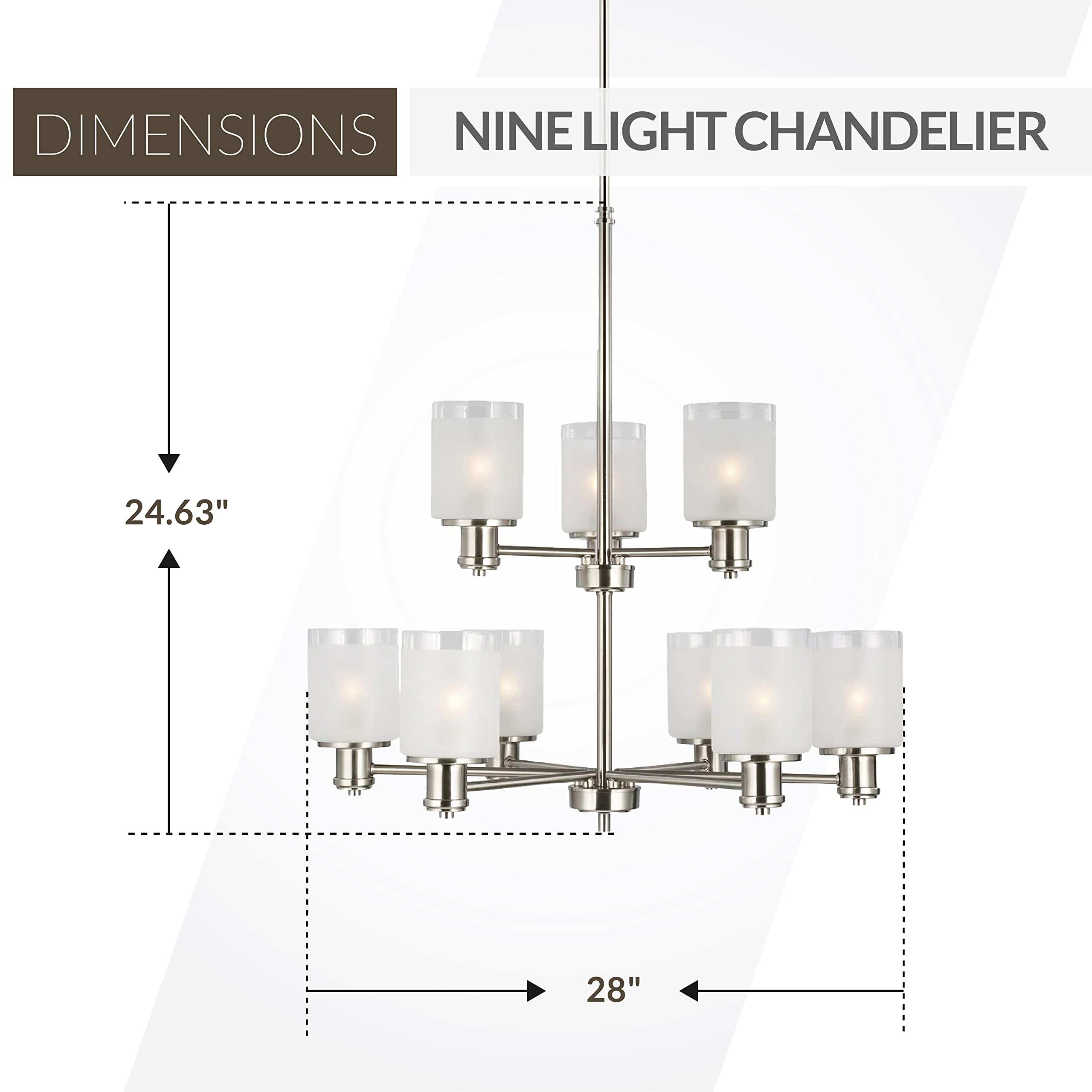 Sea Gull Lighting 9-Light Norwood Traditional Chandelier in Brushed Nickel - Modern Ceiling Light Fixture for Dining Room, Living Room, Foyer & Bedroom | Elegant Home Decor Lighting for Indoor Spaces