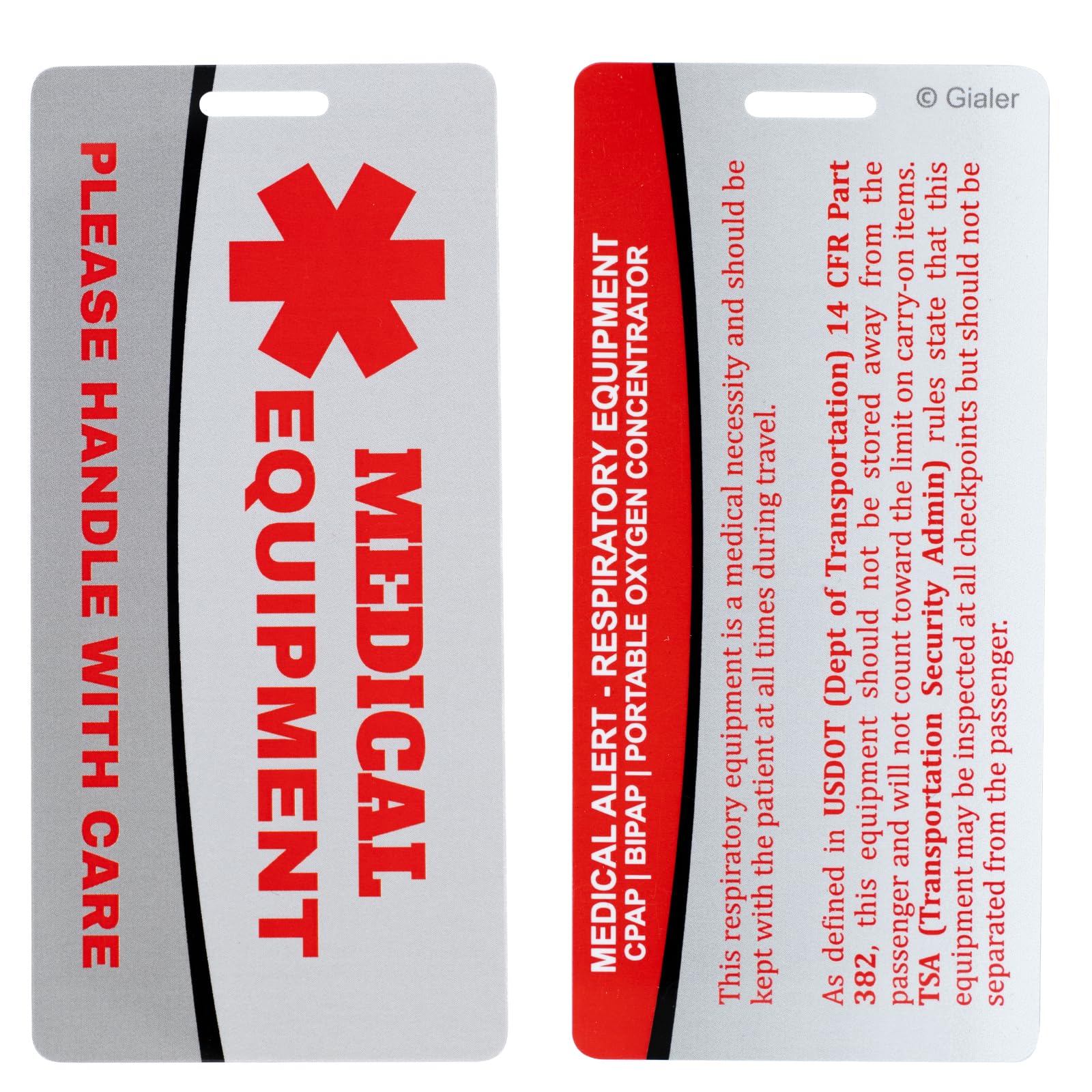 Medical Equipment Luggage Tag - Durable White ID Identification Bag Tag for Travel (2.1