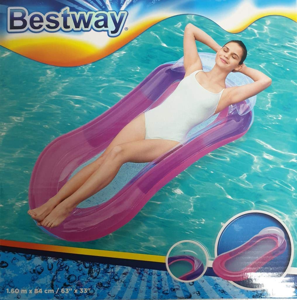 Bestway 43103-18 Aqua Lounger Inflatable Pool Float - Comfortable & Durable for Adults, Multicolor - Perfect for Relaxing in Swimming Pools, Lakes & Beaches