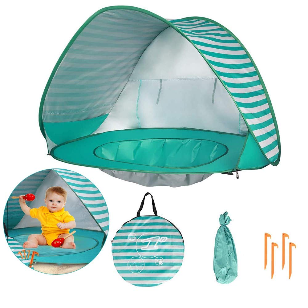 Baby Beach Tent with Pool - UPF 50+ Sun Shelter for Infants & Kids 0-3 Years, Portable Outdoor Shade Tent with Mini Pool for Beach, Park, Backyard & Travel