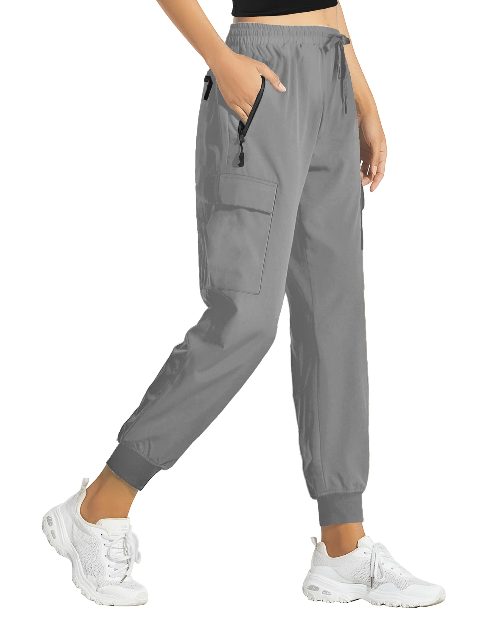 Women's Lightweight Quick-Dry Waterproof Hiking Pants with Pockets - Elastic Waist Cargo Joggers for Outdoor Travel, Camping & Casual Wear