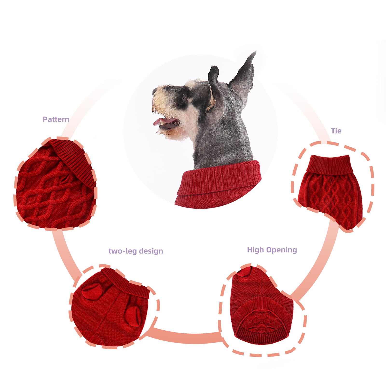 Warm Dog Sweater for Small Breeds - Christmas Pet Knit Pullover for Poodle, Westie & Pomeranian Puppies (Red, Size S) | Cozy Winter Outfit for Indoor & Outdoor Activities