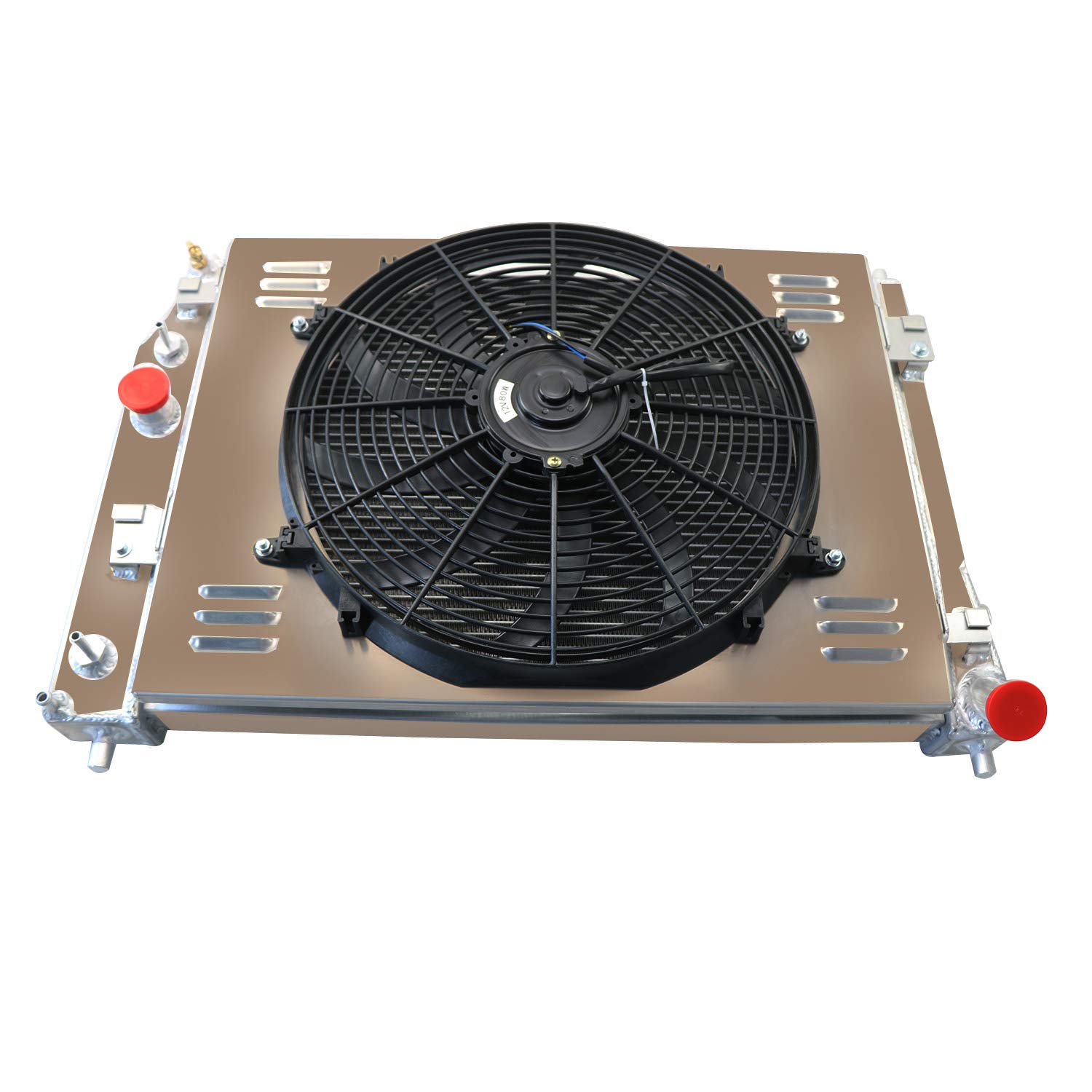AlloyWorks 3-Row Aluminum Radiator with Shroud Fan & Relay Kit - Compatible with 2005-2013 Chevy Corvette C6, 2003-2006 SSR, Saab 9-3X/9-7X 6.0L 6.2L 7.0L V8 Engines (Includes Double Oil Cooler) - High-Performance Cooling Upgrade for Racing & Hot Weather Driving