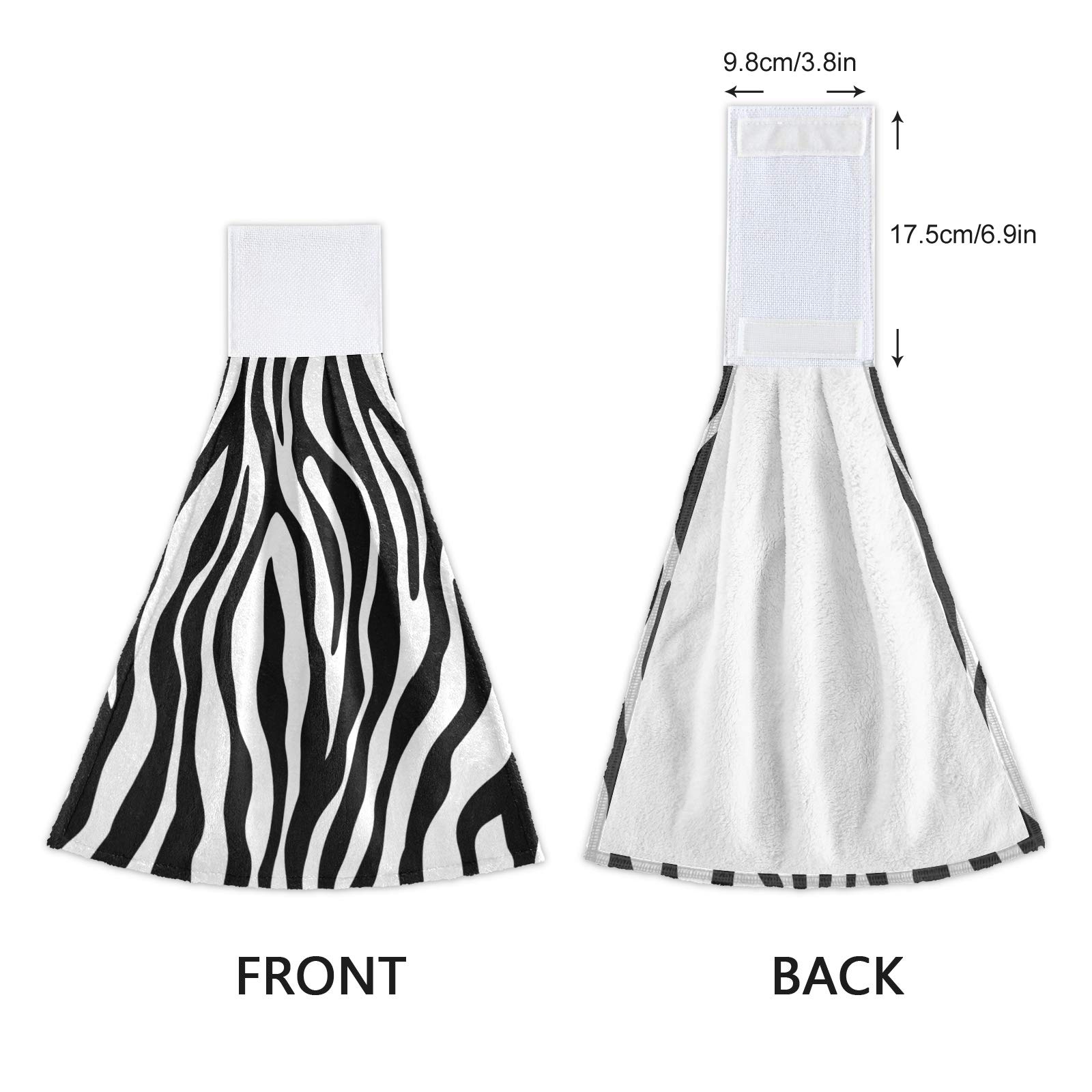 **Zebra Print Hanging Towel Set of 2 - Super Absorbent & Soft Kitchen & Bathroom Hand Towels - Perfect for Home Decor & Daily Use**