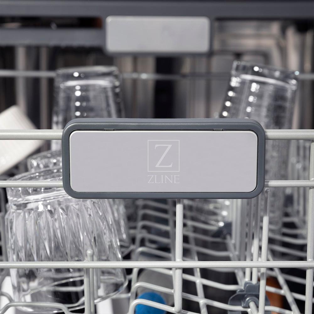 ZLINE Autograph Edition 24-inch Stainless Steel Dishwasher with Polished Gold Handle - 3rd Rack, Top Touch Controls, 45dBa Ultra Quiet (DWMTZ 304 24 G) - Perfect for Modern Kitchens, Open Concept Homes & Luxury Apartments