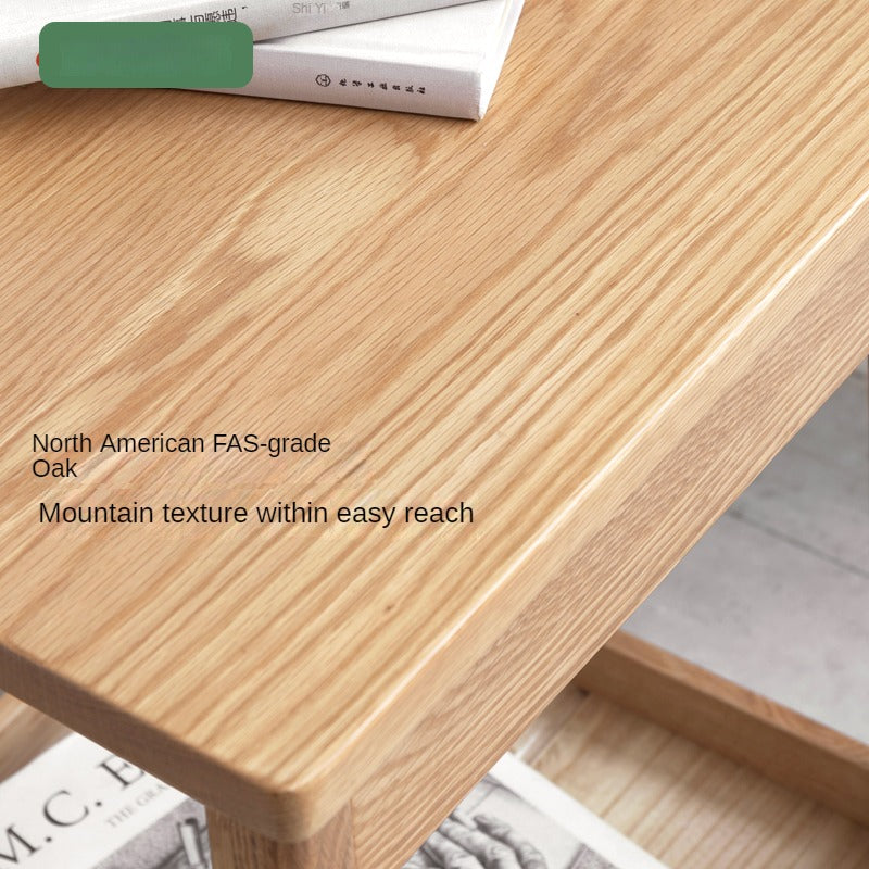 Solid Oak Wood Side Table with Double Layer Shelf - Perfect for Living Room, Bedroom, or Office Decor