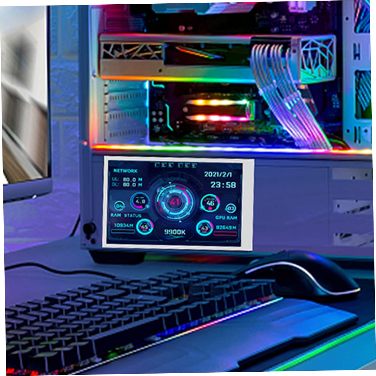 Angoily Mini USB Monitor - Secondary Screen for Computer Case, GPU & Network Data Display | Compact PC Monitor for Gaming, Streaming & Workstations