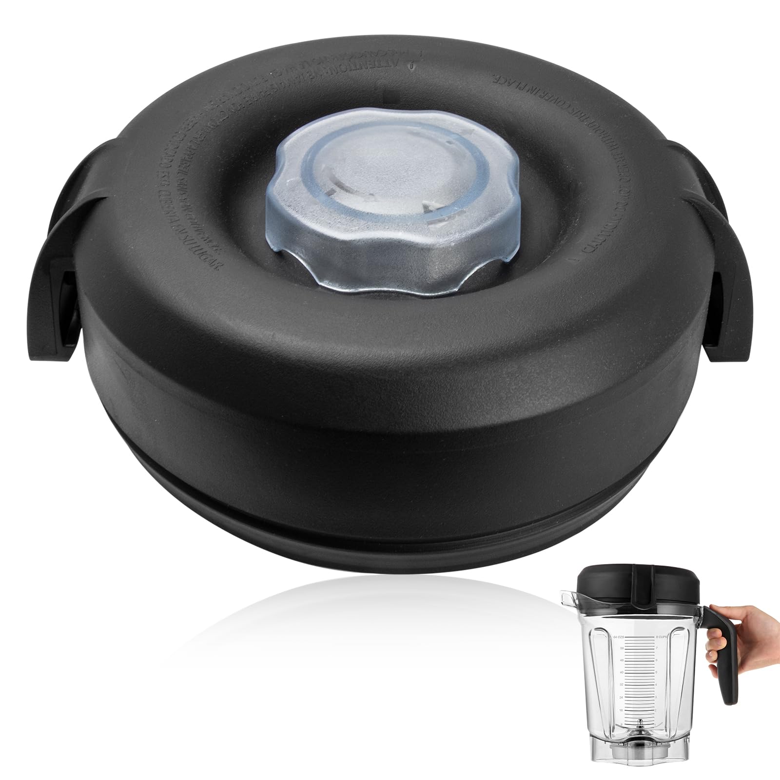 Vitamix Blender Replacement Lid - 64 Oz Low Profile Container Cover - Compatible with Vitamix 750, 5200, 5000, 6300, 7500 Models - Clear Design for Easy Monitoring - Perfect for Smoothies, Soups, and Nut Butters