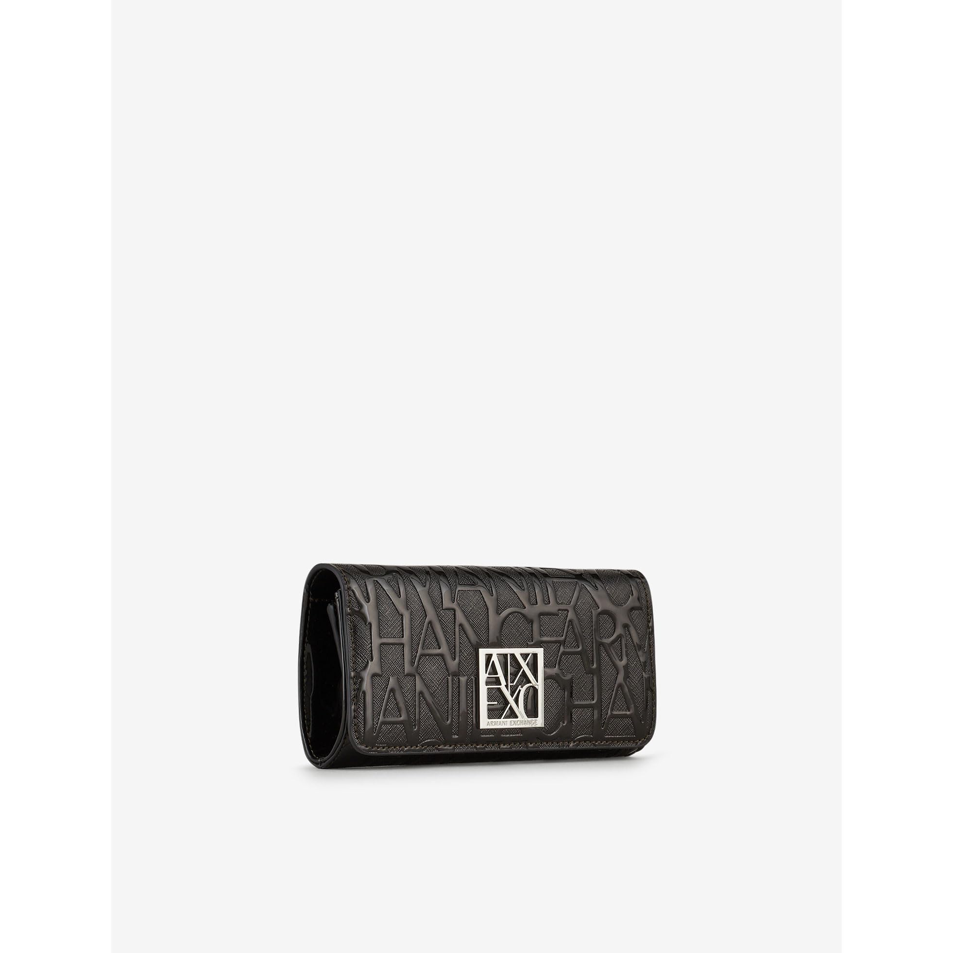 Armani Exchange Women's Chain Wallet - Embossed Logo Bifold Leather Wallet for Women - Fashionable Designer Wallet for Everyday Use, Parties & Gifting (One Size)