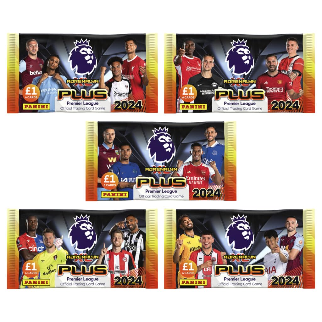 2023-24 Panini Adrenalyn XL Plus Premier League Trading Cards - 50-Pack Box with 300 Collectible Cards for Soccer Fans & Card Collectors - Perfect for Gifts, Trading, and Fantasy League Games