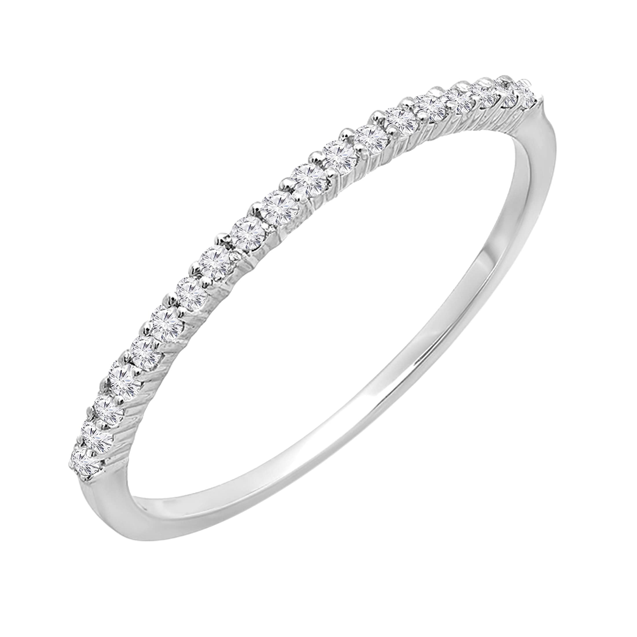 Dazzlingrock 10K Solid Gold Round Diamond Ring for Women - 0.15 CTTW Anniversary Wedding Band, Stackable Ring for Everyday Wear & Special Occasions