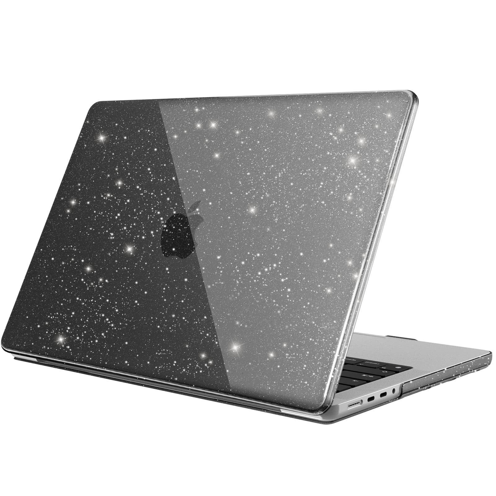Fintie Protective Hard Shell Case for MacBook Pro 14 Inch (2021-2023 Models A2779 A2442) - Slim Snap-On Cover Compatible with M1 Pro/M1 Max/M2 Pro/M2 Max Chips, Touch ID - Glitter Black | Perfect for Work, Travel & School Protection