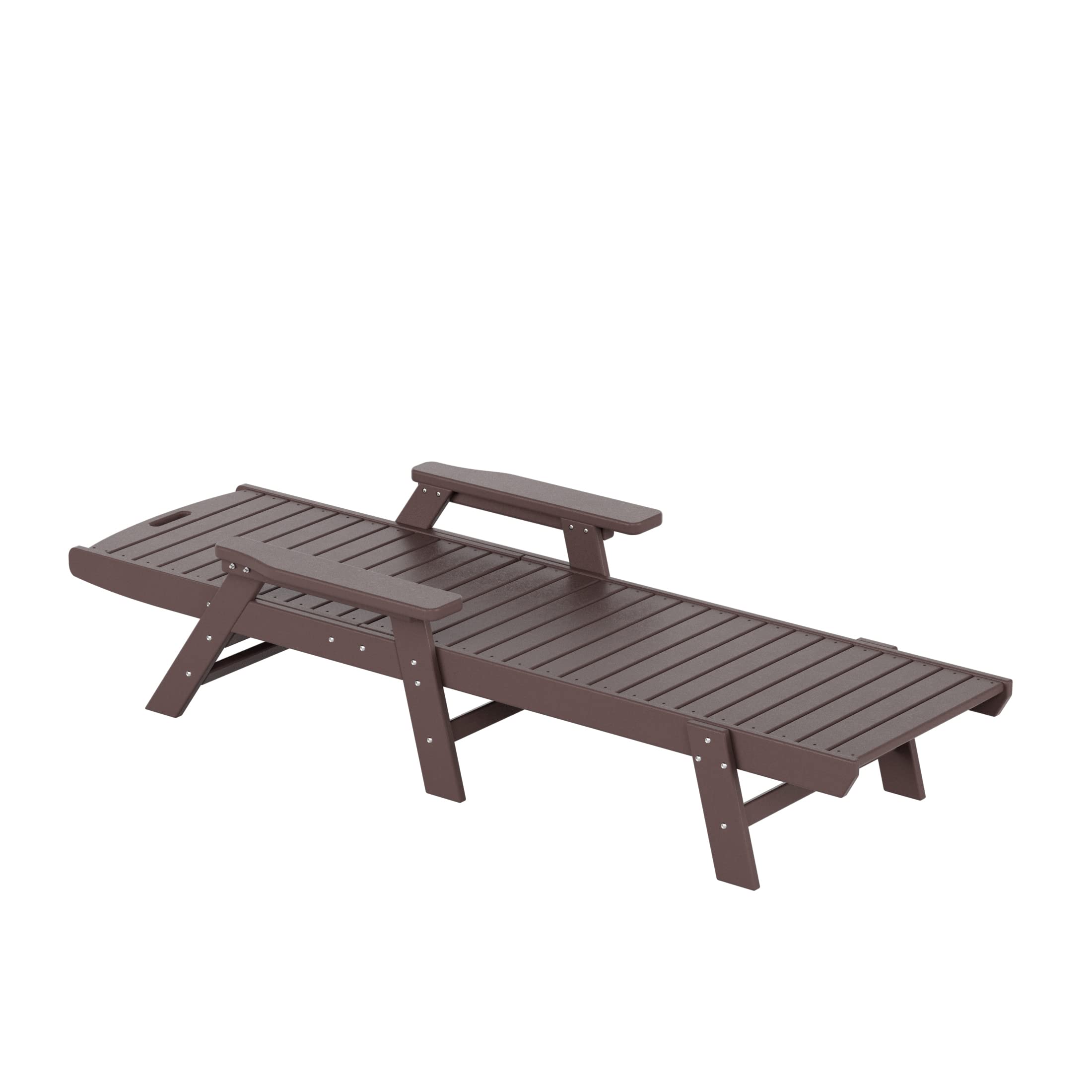 Premium HDPE Adirondack Reclining Chaise Lounge - Durable Poly Lumber Outdoor Chair with Armrests | UV & Weather Resistant for Patio, Backyard, Beach, Poolside | Perfect for Relaxing, Sunbathing & Outdoor Entertaining (Dark Brown)