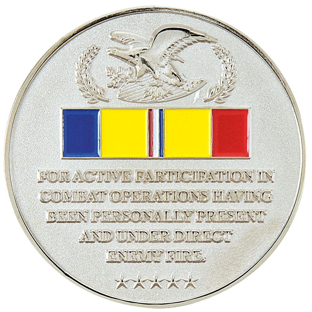 MEDALS OF AMERICA EST. 1976 Combat Action Ribbon Challenge Coin - Military Collectible Gift for Veterans, Soldiers & History Enthusiasts - Perfect for Display, Commemoration & Appreciation Ceremonies