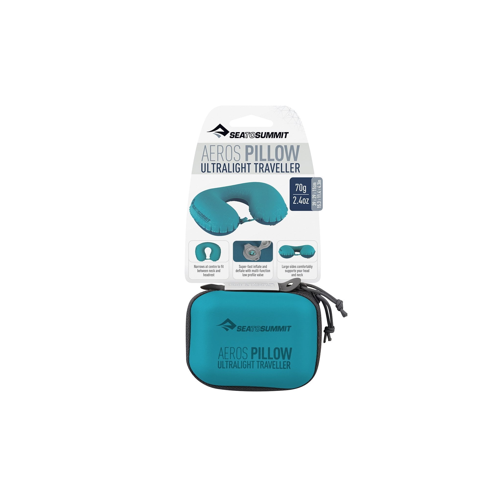 Sea To Summit Aeros Traveller Pillow - Ultralight Inflatable Travel Neck Pillow for Airplane, Camping & Backpacking - Comfortable Sleep Support for Long Flights & Outdoor Adventures