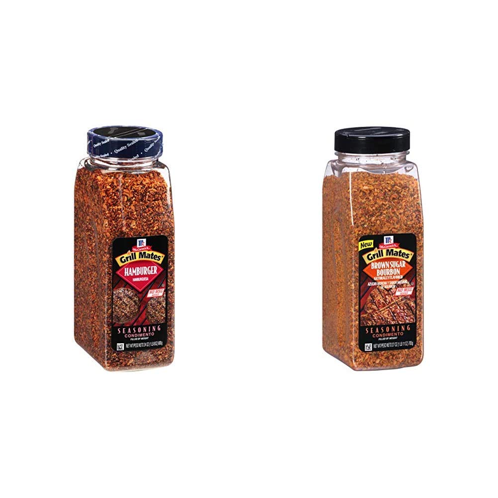 McCormick Grill Mates Hamburger Seasoning 24 oz & Brown Sugar Bourbon Seasoning 27 oz - Premium BBQ Spice Blends for Burgers, Steaks & Grilling - Perfect for Backyard Cookouts & Summer BBQs